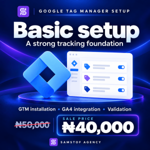 Basic Google Tag Manager setup service for WordPress websites by Samstof Agency